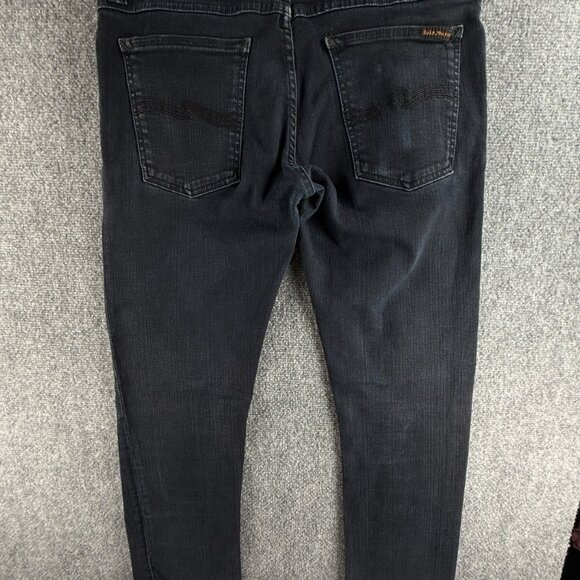 Nudie Jeans Tube Kelly Black Black Cotton Stretch Denim Jeans Adult ACTL 32X32 - Picture 10 of 16